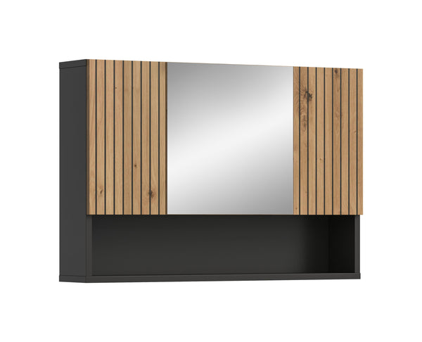Armoire de toilette MONE (L/H/P : env. 80/55/17 cm) en gris basalte/imitation chêne Artisan