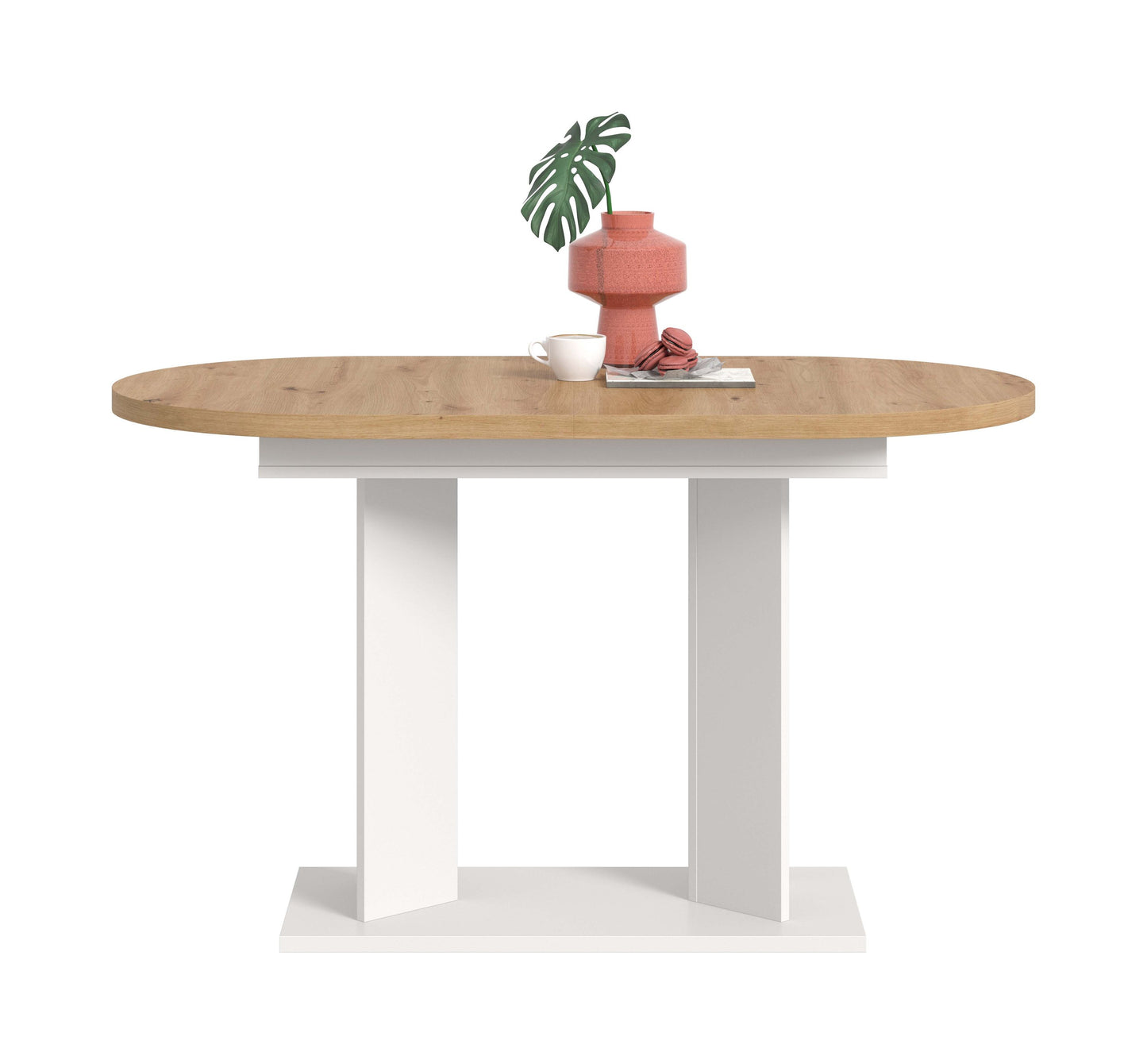 Table à manger GUSTAV (L/H/P : env. 170/76/70 cm) en blanc/imitation chêne Artisan