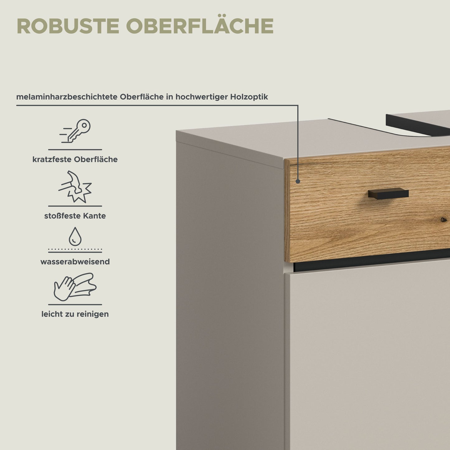 Ensemble de salle de bain AQUA (L/H/P : env. 107/191/35 cm) en cachemire/cachemire