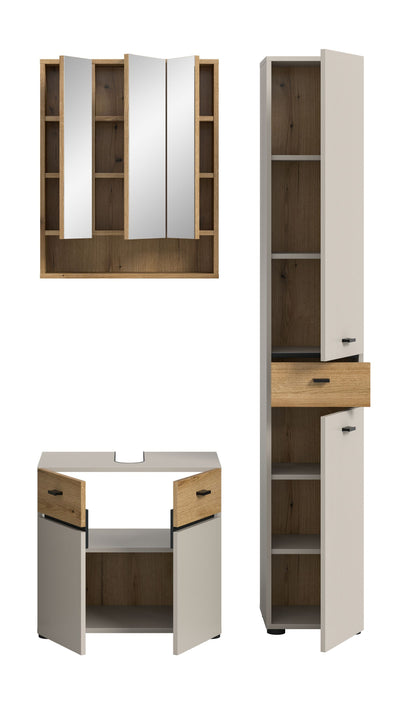 Ensemble de salle de bain AQUA (L/H/P : env. 107/191/35 cm) en cachemire/cachemire