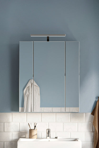 Armoire de toilette avec éclairage LINUS (L/H/P : env. 60/71/19 cm) en noir/verre miroir