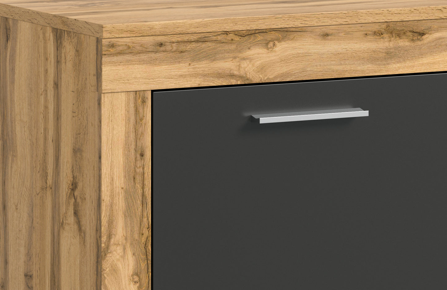 Meuble TV JAM (L/H/P : env. 255/159/40 cm) en imitation chêne Wotan/gris