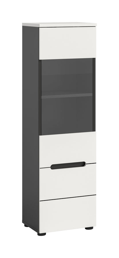 Vitrine CANU (L/H/P: env. 36/125/33 cm) en gris basalte/vert fumé