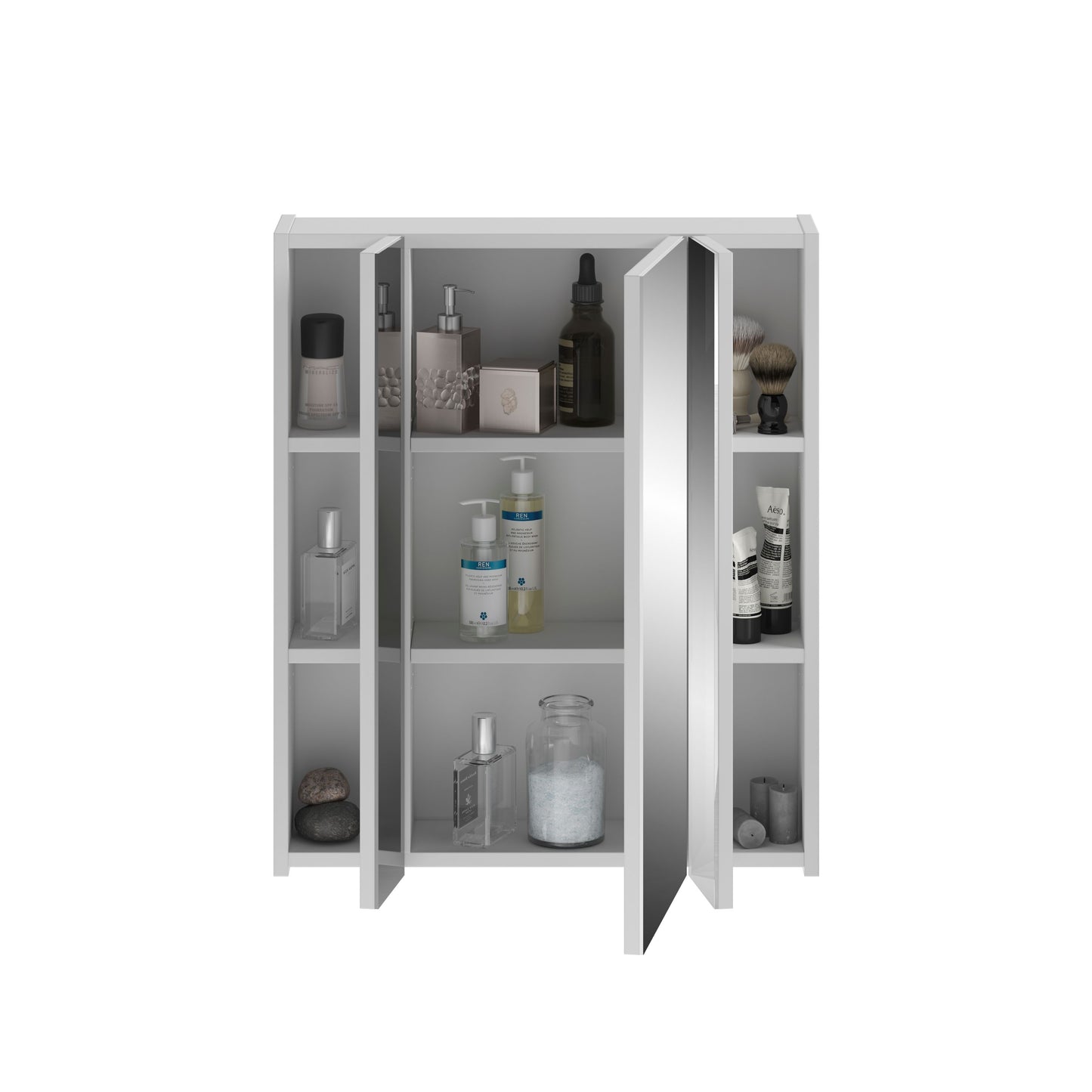Armoire de toilette avec éclairage LINUS (L/H/P : env. 60/71/19 cm) en noir/verre miroir