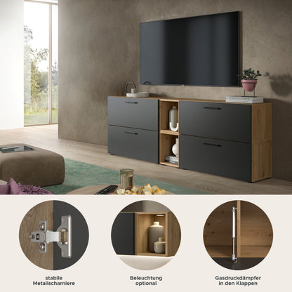 Homes & Jones Wohnwand 2-tlg. TV Möbel Modular Lowboard, Wohnzimmerschrank