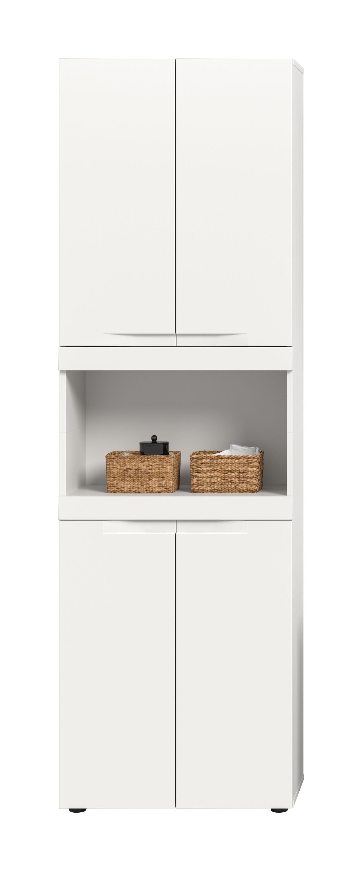 Viana Hochschrank breit (B/H/T: 60x194x31 cm) in Weiß matt und Weiß