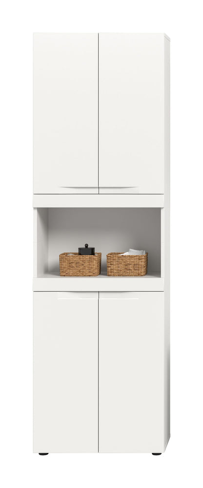Viana Hochschrank breit (B/H/T: 60x194x31 cm) in Weiß matt und Weiß