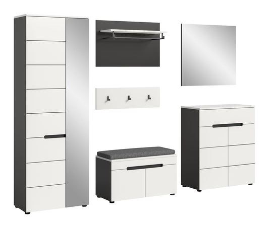 Hallway furniture set including seat cushion CANU (W/H/D: approx. 255/190/37 cm) in Basalt grey/Smoke Green