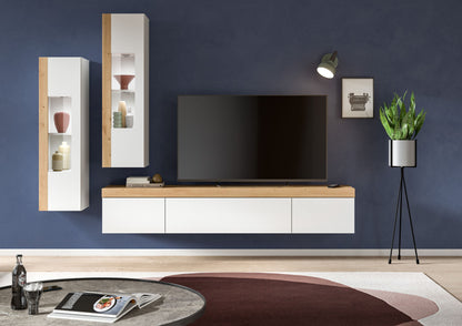 Homes & Jones Wohnwand 3-tlg. weiß, Lowboard für TV bis 70 Zoll geeignet