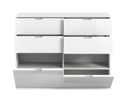 Commode PROJET X (L/H/P : env. 110/85/38 cm) en blanc/blanc brillant