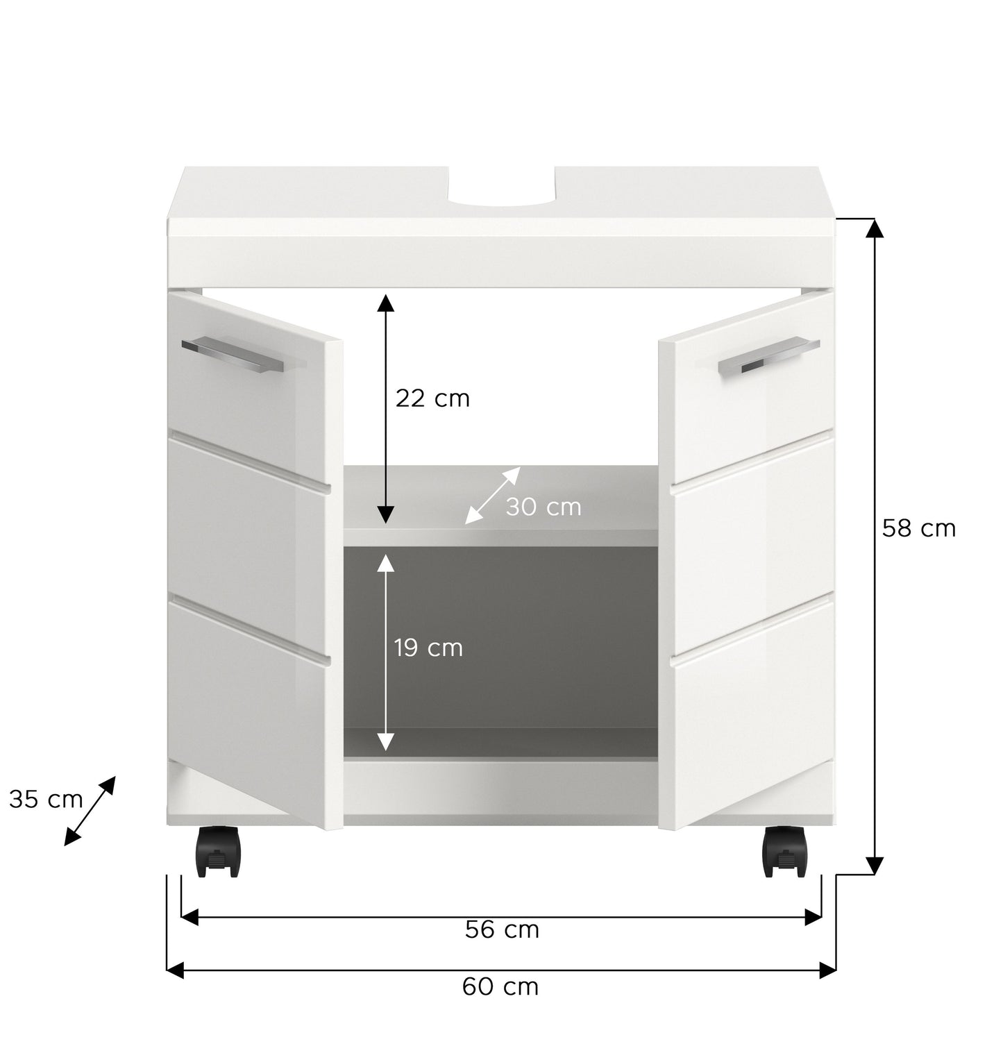 Homes & Jones Waschbeckenunterschrank auf Rollen, Schrank easy to handle