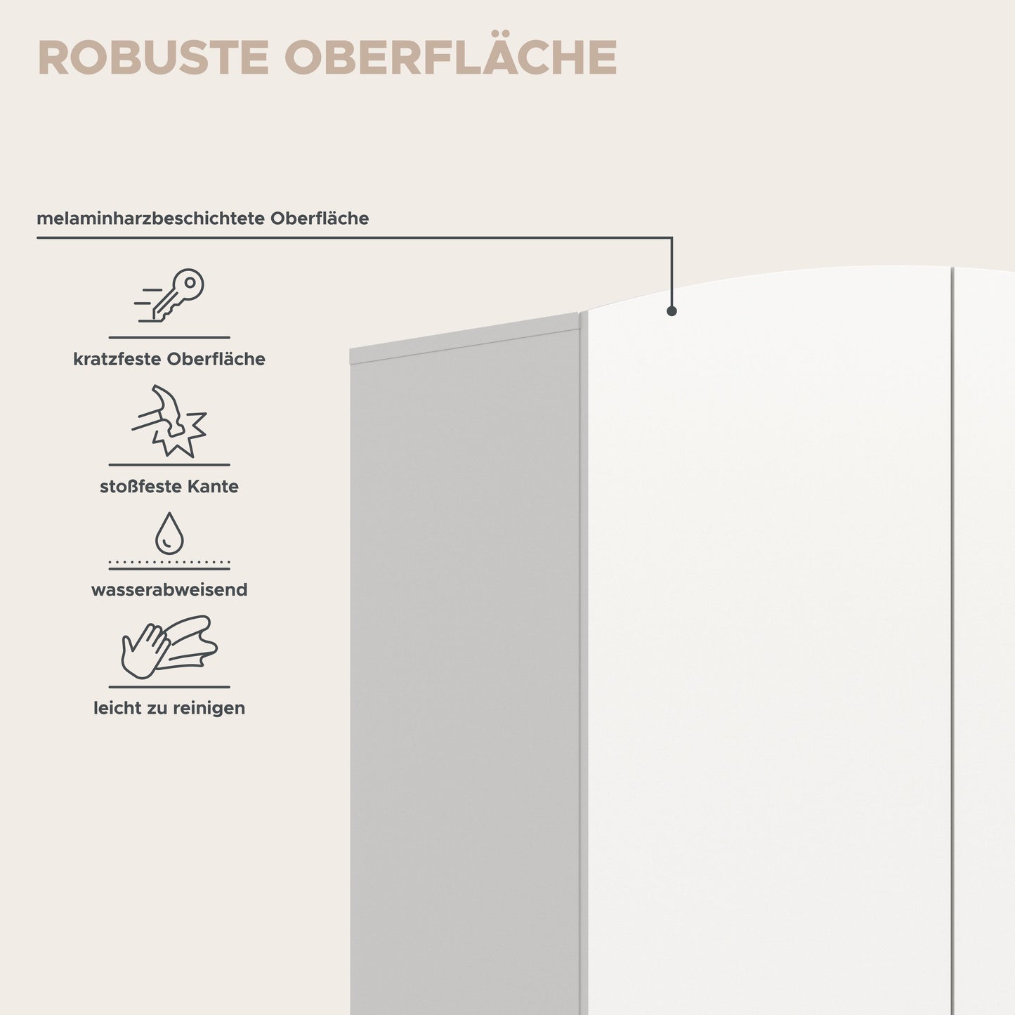 Armoire 2 portes STELLA (L/H/P : env. 81/198/51 cm) en blanc/blanc