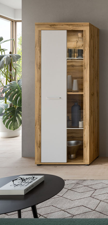 Homes & Jones Vitrinenschrank 60 cm breit, Wohnzimmerschrank, Wohnmöbel