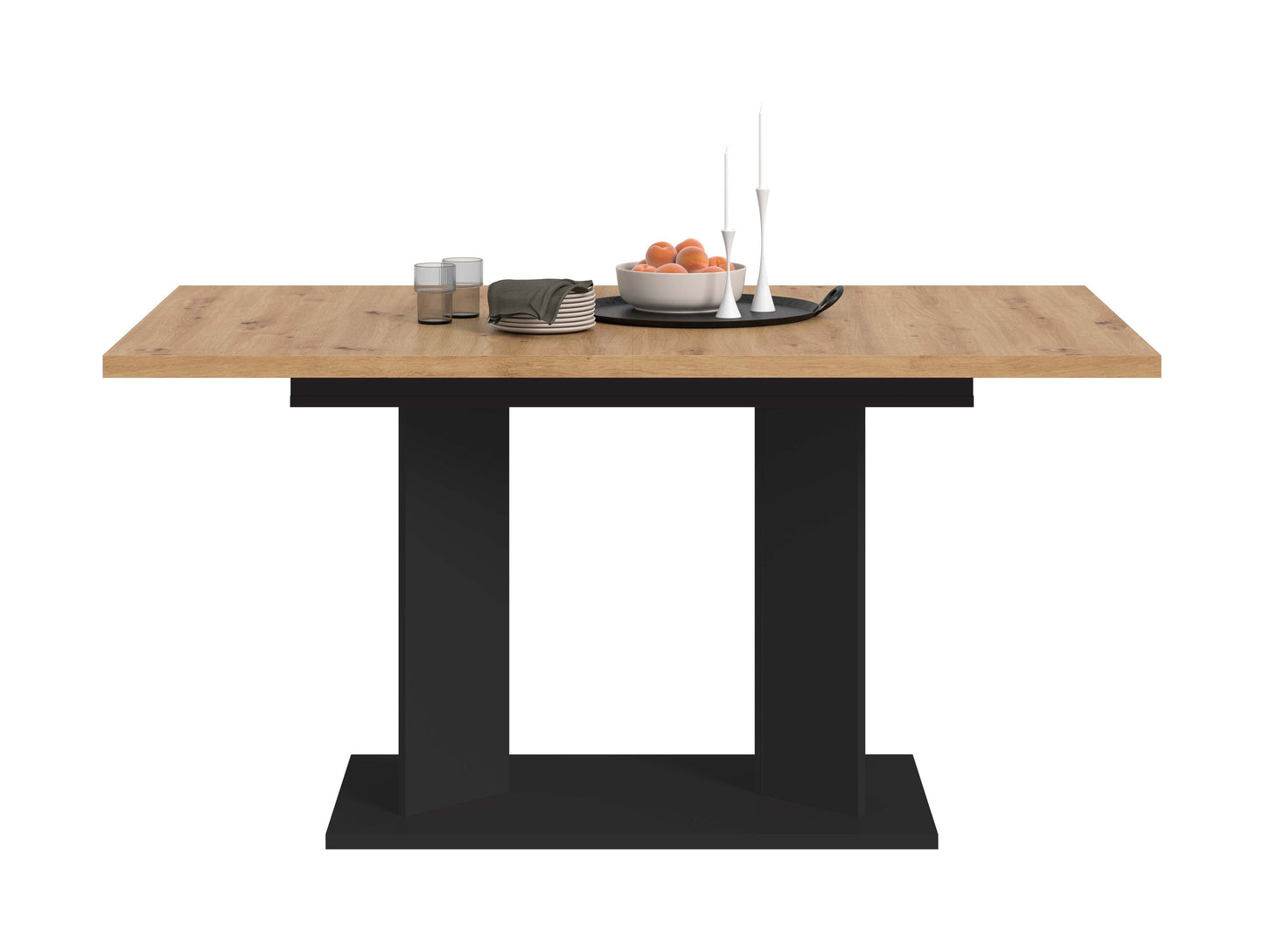 Table à manger GUSTAV (L/H/P : env. 190/76/90 cm) en blanc/imitation chêne Artisan