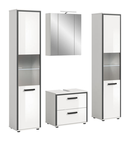 Bathroom Set incl. lighting KOJAK (W/H/D: approx. 171/188/37 cm) in white/white high gloss