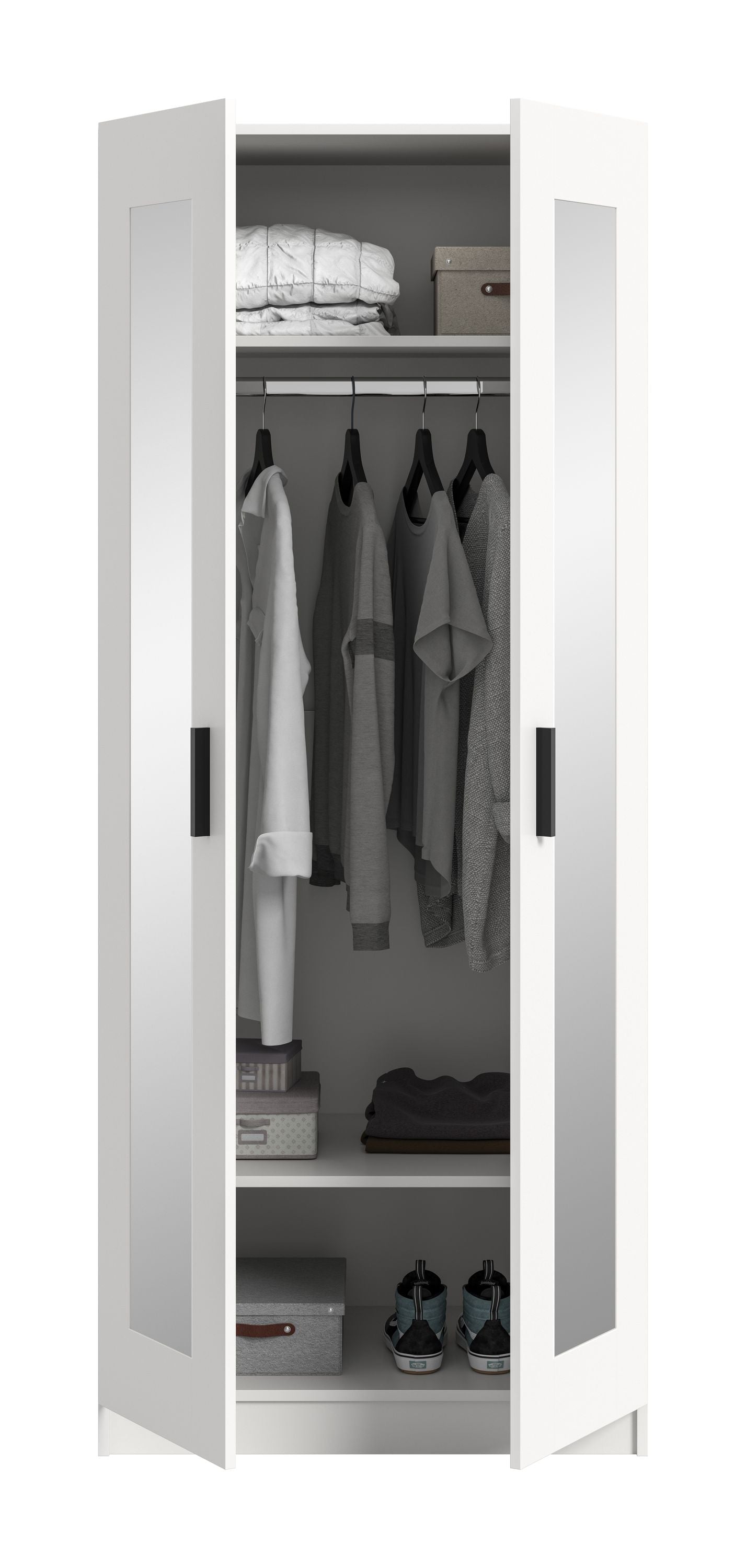 Homes & Jones Kleiderschrank weiß 80 cm breit 2-türig, Schlafzimmerschrank