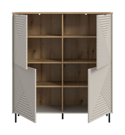 Highboard CAMPUS (L/H/P : env. 124/135/40 cm) en cachemire/cachemire