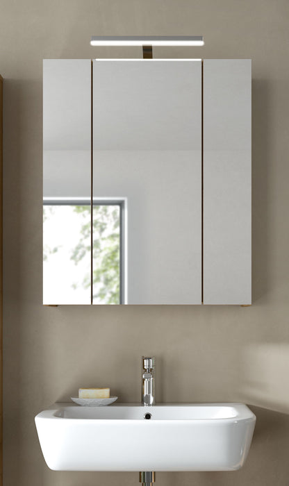 Armoire de toilette avec éclairage ICE (L/H/P : env. 60/70/18 cm) en imitation chêne Nox/noir mat