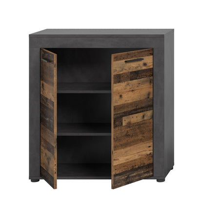 Highboard JAM (L/H/P : env. 80/88/35 cm) en imitation chêne Wotan/gris