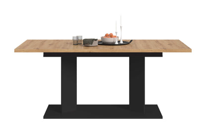 Table de salle à manger GUSTAV (L/H/P : env. 220/76/100 cm) en blanc/imitation chêne Artisan