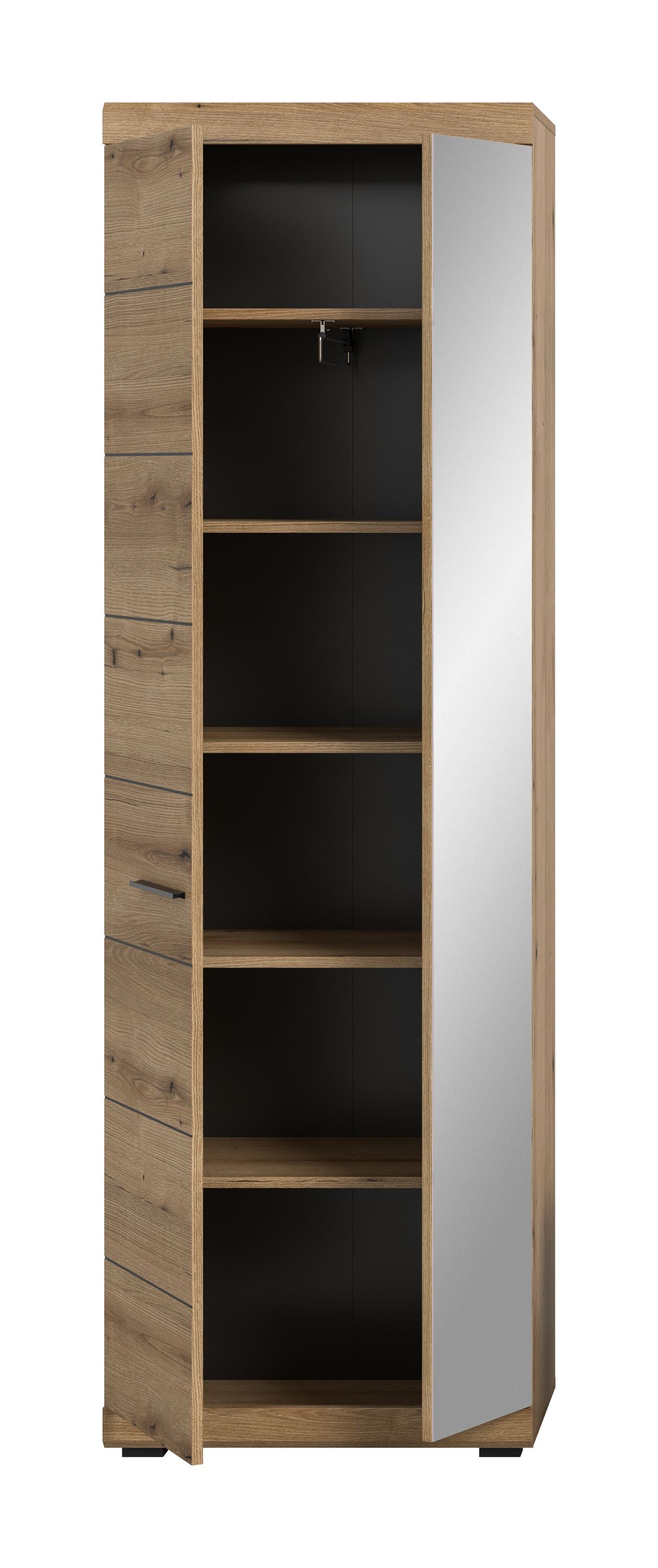 Garderobenschrank mit Schuhfächern, Holzoptik, hoher Standschrank