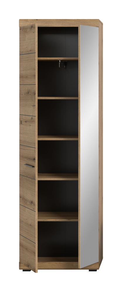 Garderobenschrank mit Schuhfächern, Holzoptik, hoher Standschrank