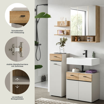 Ensemble de salle de bain AQUA (L/H/P : env. 107/191/35 cm) en cachemire/cachemire