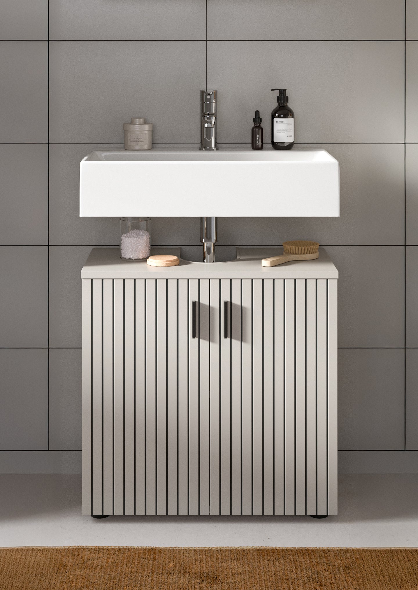 Meuble sous-lavabo MONE (L/H/P : env. 60/59/30 cm) en cachemire/cachemire