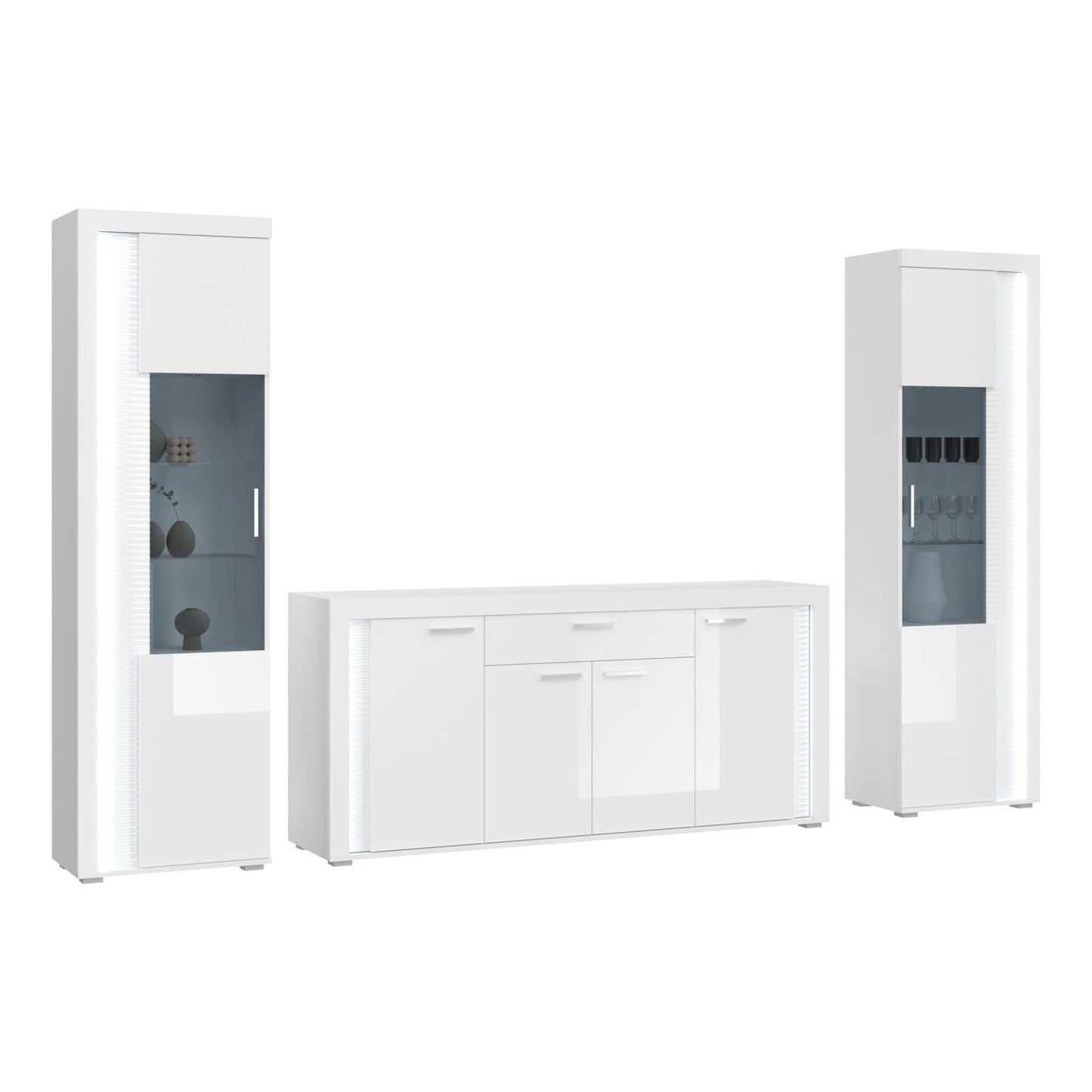 Combinaison murale SKYLIGHT (L/H/P : env. 332/202/42 cm) en blanc/blanc brillant