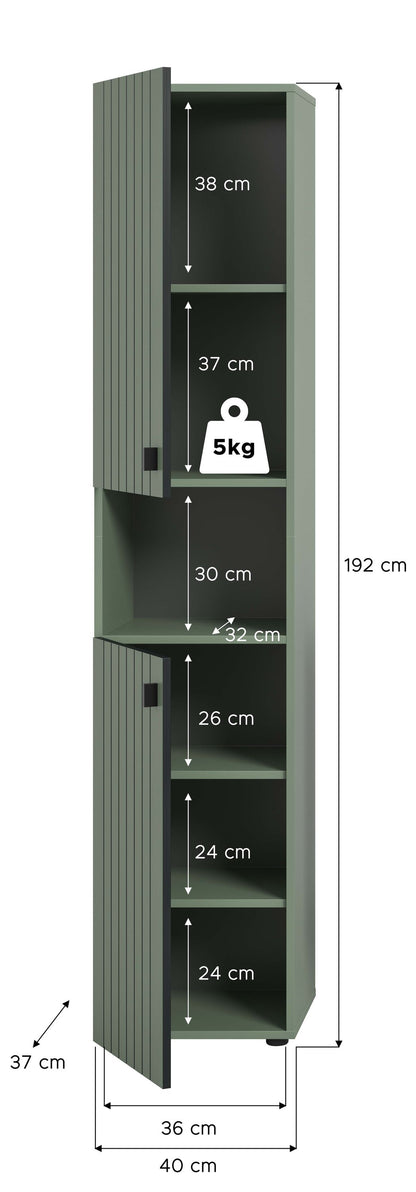 Wardrobe STATION (W/H/D: approx. 40/192/37 cm) in Smoke Green/Smoke Green