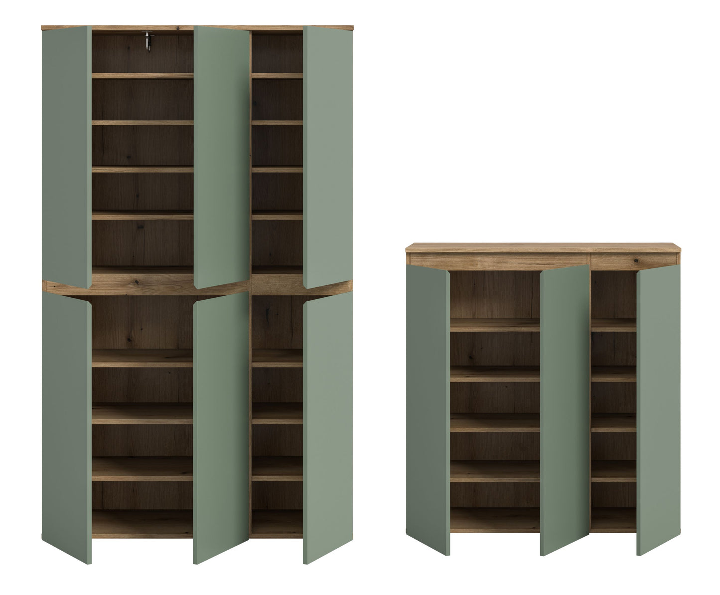 Armoire universelle SCARPA (L/H/P : env. 235/175/37 cm) en vert fumée/vert fumée