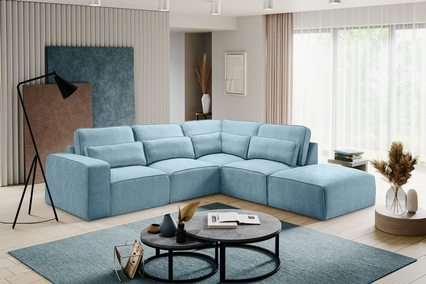 Ecksofa Lux – Modulare Wohnlandschaft mit Ottomane
