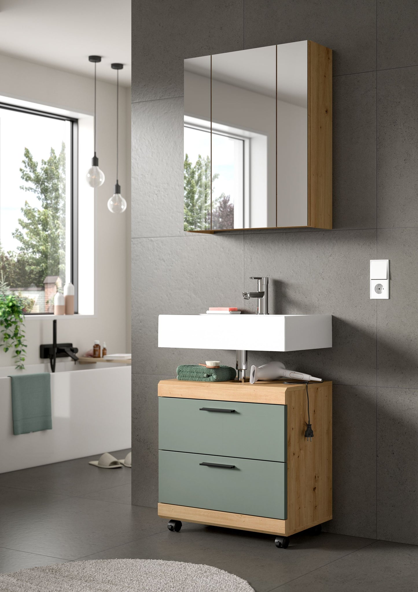 Homes & Jones Waschbeckenunterschrank auf Rollen, Schrank easy to handle