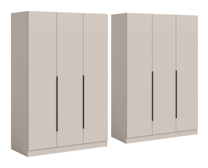 Homes & Jones Kleiderschrank 2-tlg. hellbeige, zwei Schrankmodule mit je drei Türen