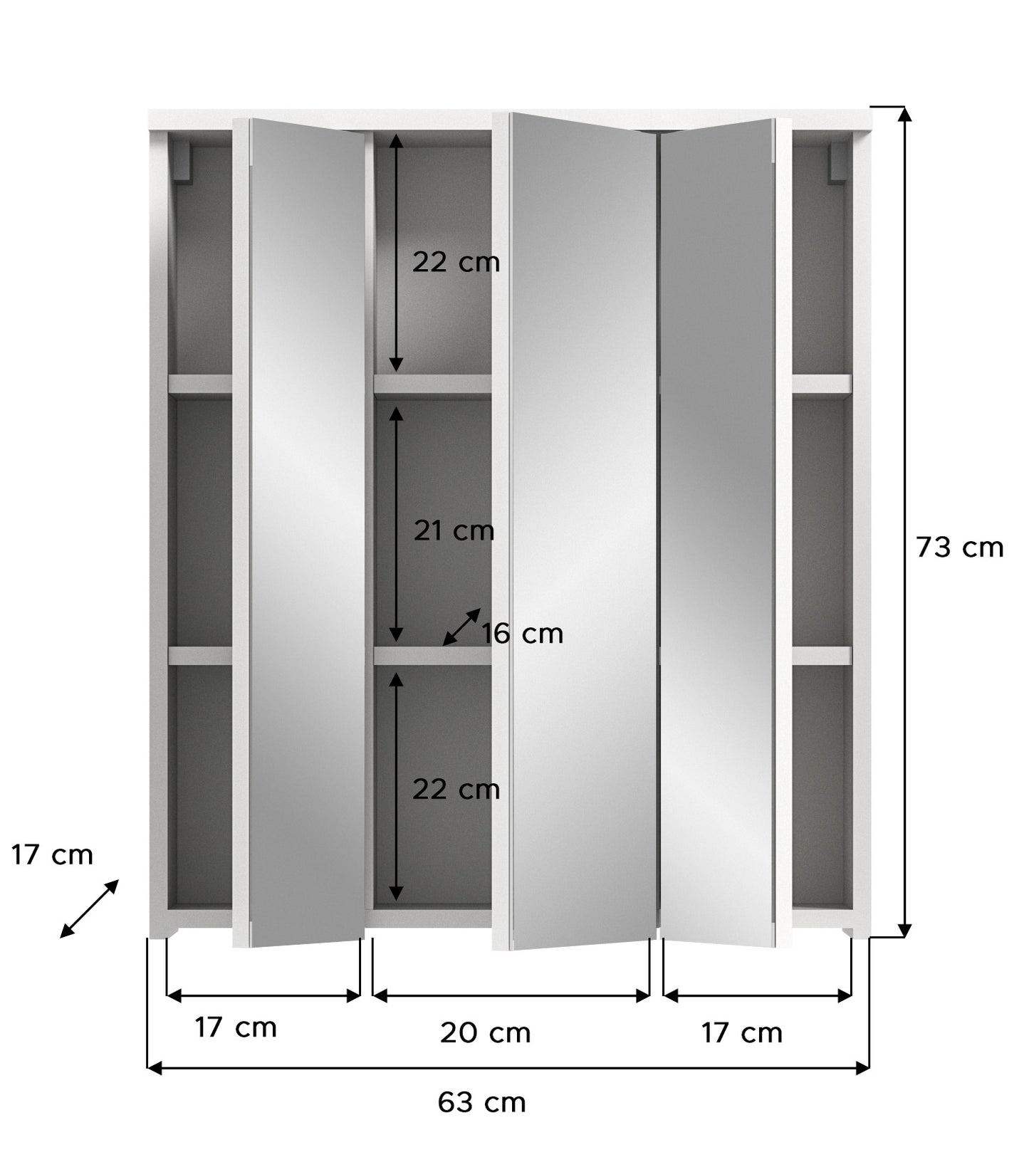 Homes & Jones Bad-Spiegelschrank, Badspiegelschrank 3-trg, Badmöbel