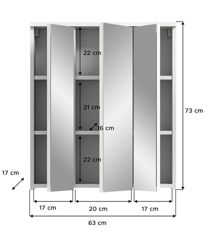 Homes & Jones Bad-Spiegelschrank, Badspiegelschrank 3-trg, Badmöbel