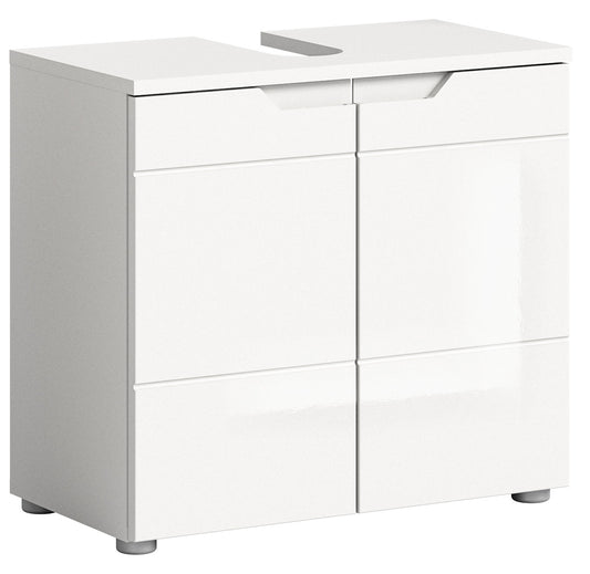 Meuble bas sous lavabo SOLERO (L/H/P : env. 63/59/34 cm) en blanc/blanc brillant