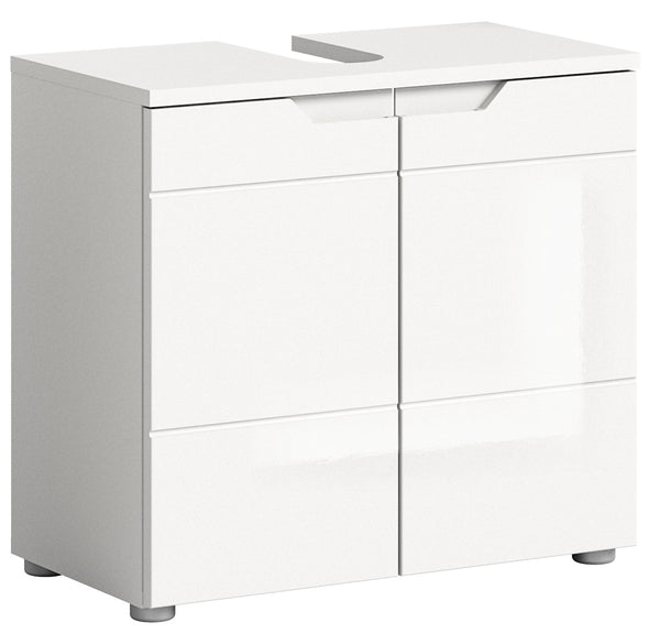 Meuble bas sous lavabo SOLERO (L/H/P : env. 63/59/34 cm) en blanc/blanc brillant
