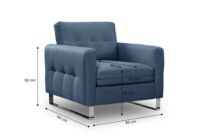 Fauteuil Hera – Fauteuil rembourré moderne avec revêtement en tissu plat