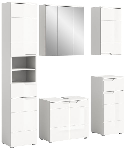 Ensemble de salle de bain SOLERO (L/H/P : env. 169/193/34 cm) en blanc/blanc brillant