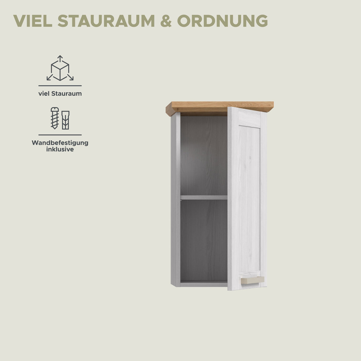 Wall cabinet VERONA (W/H/D: approx. 39/71/34 cm) in Sibiu Larch reproduction/Sibiu Larch reproduction