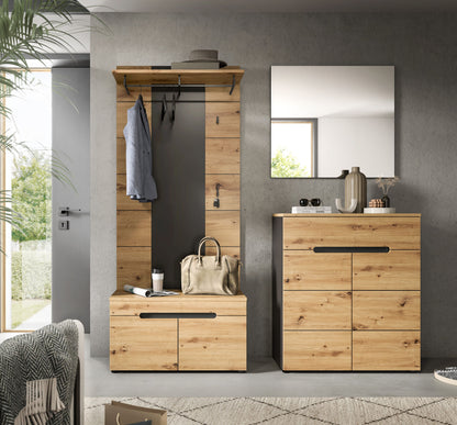 Homes & Jones Garderobenset 4-tlg., 1x Paneel, Sitzbank, Kommode und Spiegel