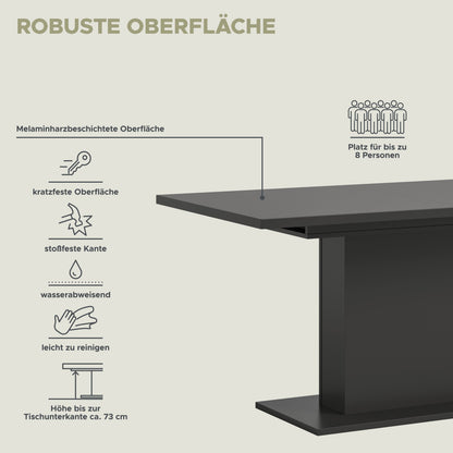 Homes & Jones Esstisch 150x76x90 cm, Esszimmertisch-Tisch mit Säulen Gestell