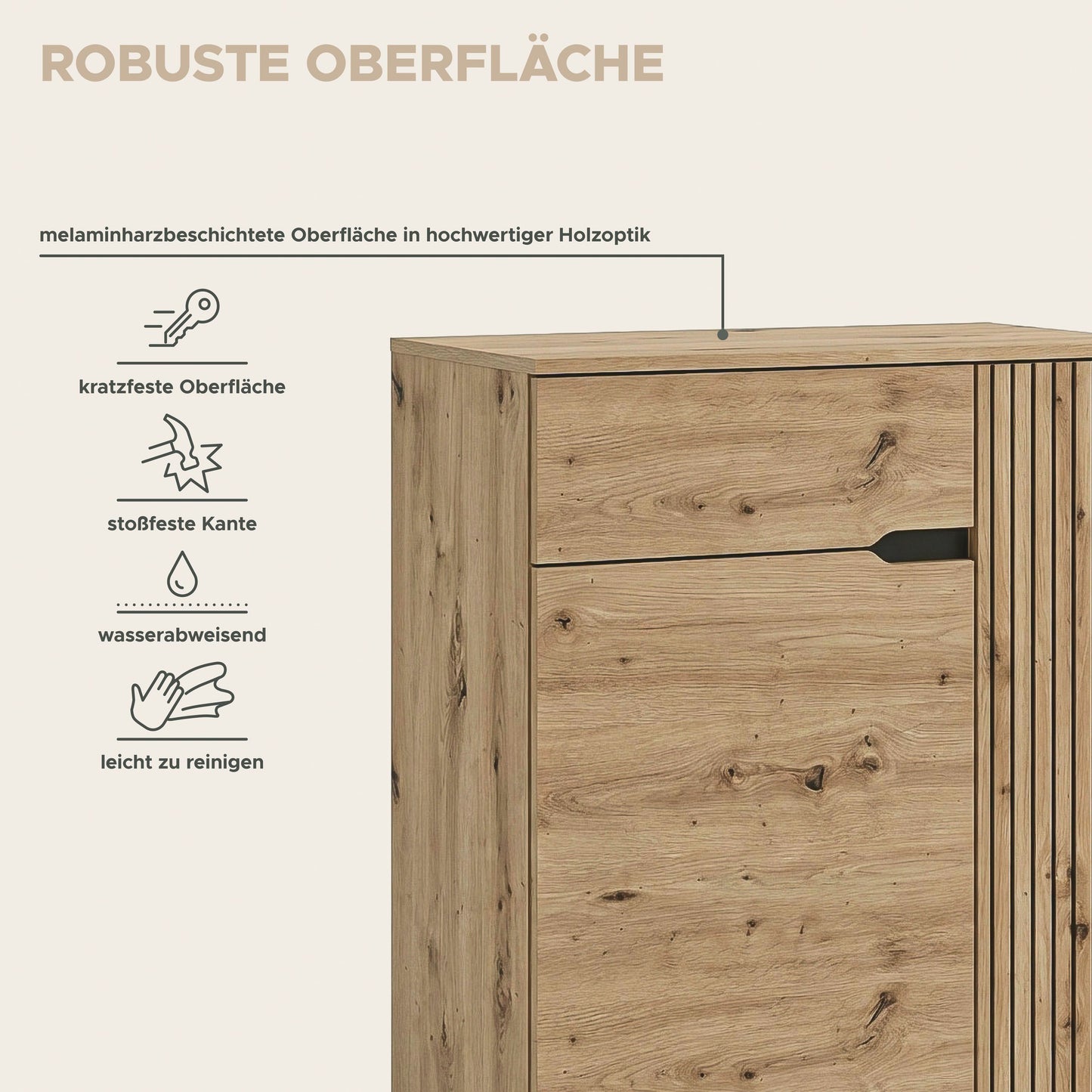 Keno Schuhkommode (B/H/T: 80x98x37 cm) in Artisan Eiche Nachbildung