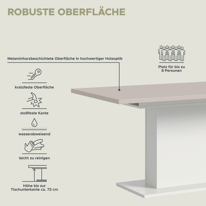 Homes & Jones Esstisch 150x76x90 cm, Esszimmertisch-Tisch mit Säulen Gestell