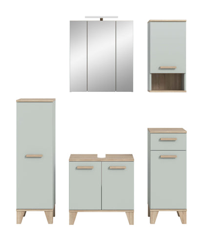 Ensemble de salle de bain avec éclairage STAR (L/H/P : env. 158/190/34 cm) en vert clair/vert clair