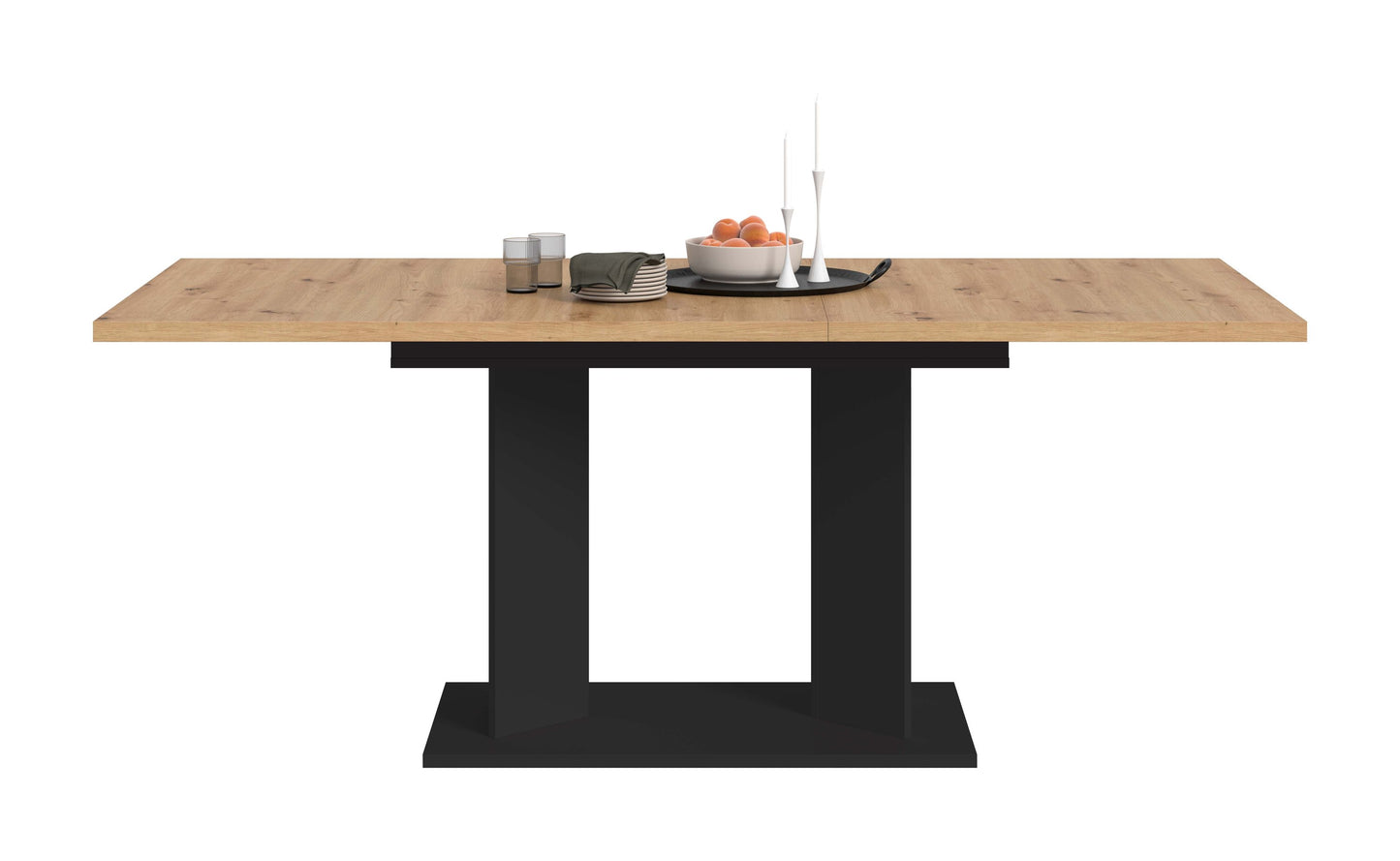 Table à manger GUSTAV (L/H/P : env. 190/76/90 cm) en blanc/imitation chêne Artisan