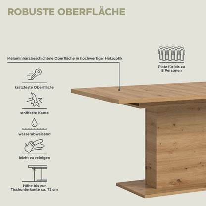 Homes & Jones Esstisch 150x76x90 cm, Esszimmertisch-Tisch mit Säulen Gestell