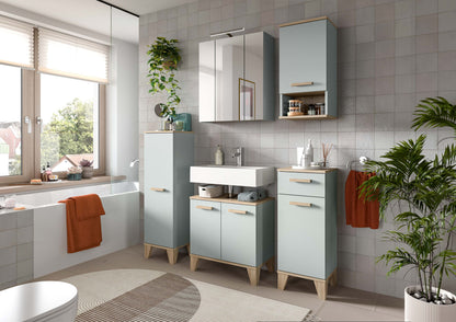 Ensemble de salle de bain avec éclairage STAR (L/H/P : env. 109/190/34 cm) en vert clair/vert clair