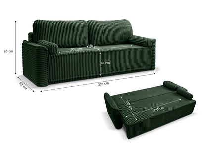 Canapé-lit Grubs – Canapé moderne en velours côtelé avec fonction couchage